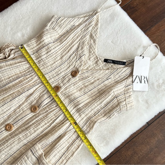 Zara Belted Striped Dress Beige Size Medium NWT - Picture 15 of 16